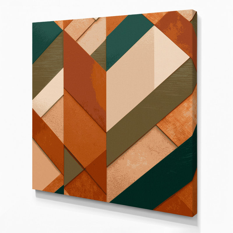 "Abstract Shapes" 85, art mural sur toile brune, 32" H x 32" W