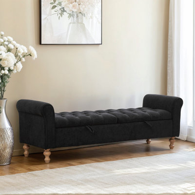 65.75" Wide Upholstered Storage Bench