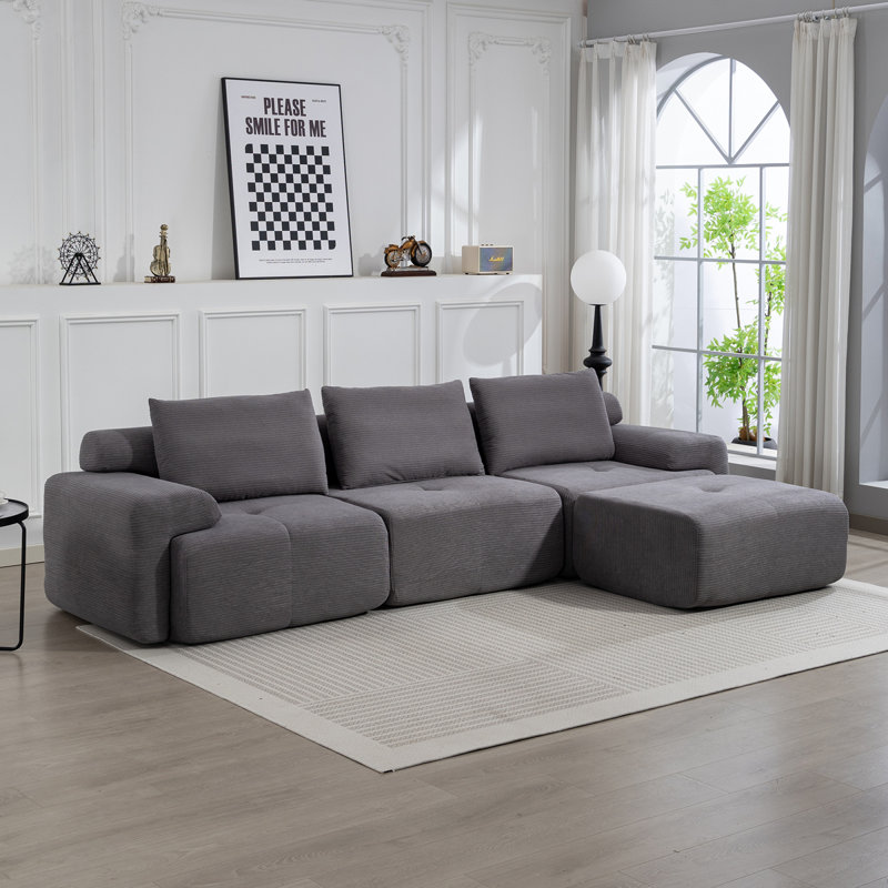 Convertible Comfort Corduroy L-shaped Sectional For Modern Living Spaces