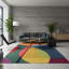 Tapis géométrique classique en laine touffeté à la main rouge, bleu, vert, jaune, orange et mauve Bense Authentic-1141406394
