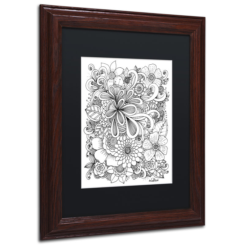 « zendoodle », impression sur toile encadrée, H 14 po x l 11 po x P 0,5 po, Noir, Toile avec cadre brun