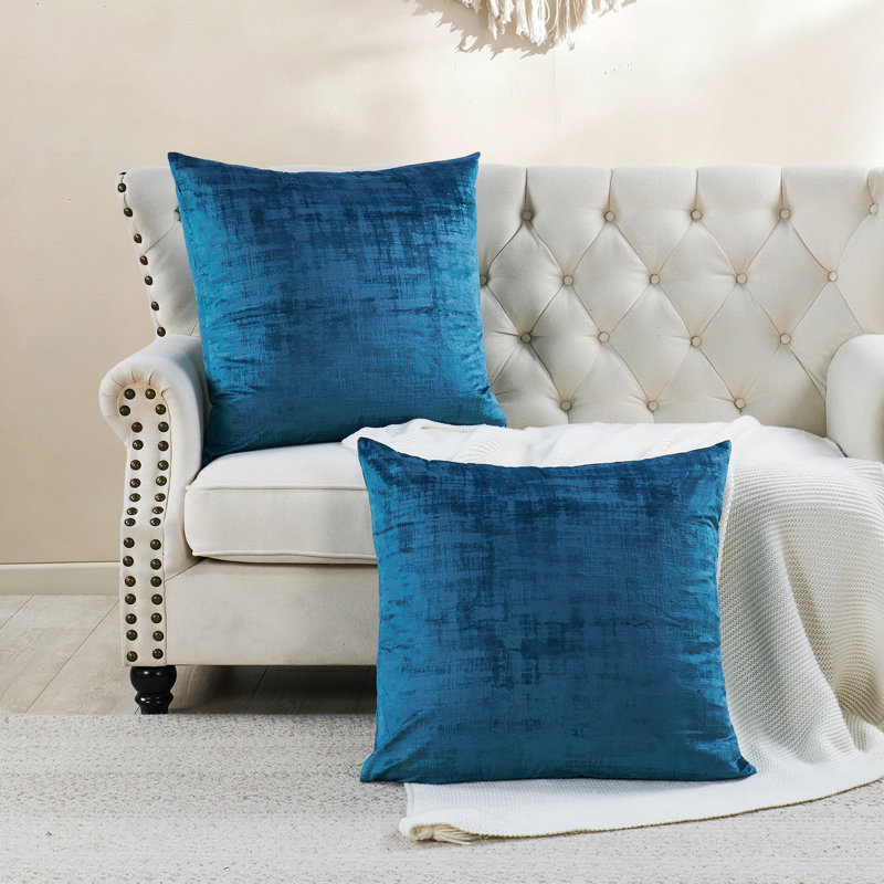 Textured Velvet Euro Reversible Pillow Cover, Majolica Blue