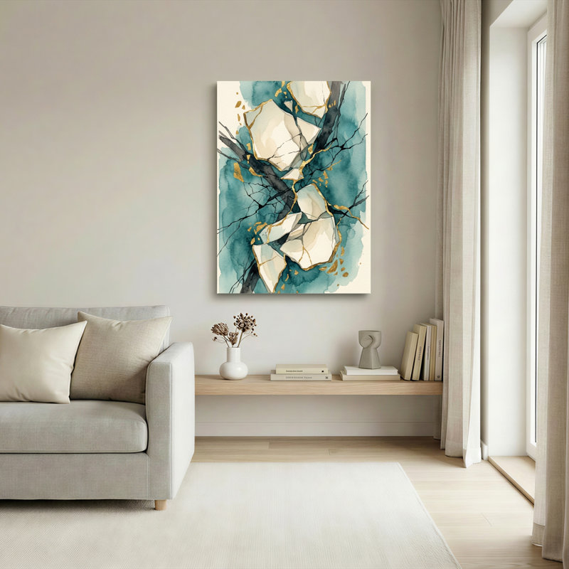Ensemble de 1 tableau abstrait en toile effet marbre, 30"H x 20"W, Wrapped Canvas