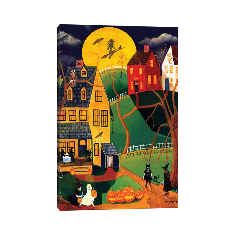 Impression d’art graphique, "Halloween Trick or treat" par Cheryl Bartley, Toile tendue, H 12 po x l 8 po x P 0,75 po