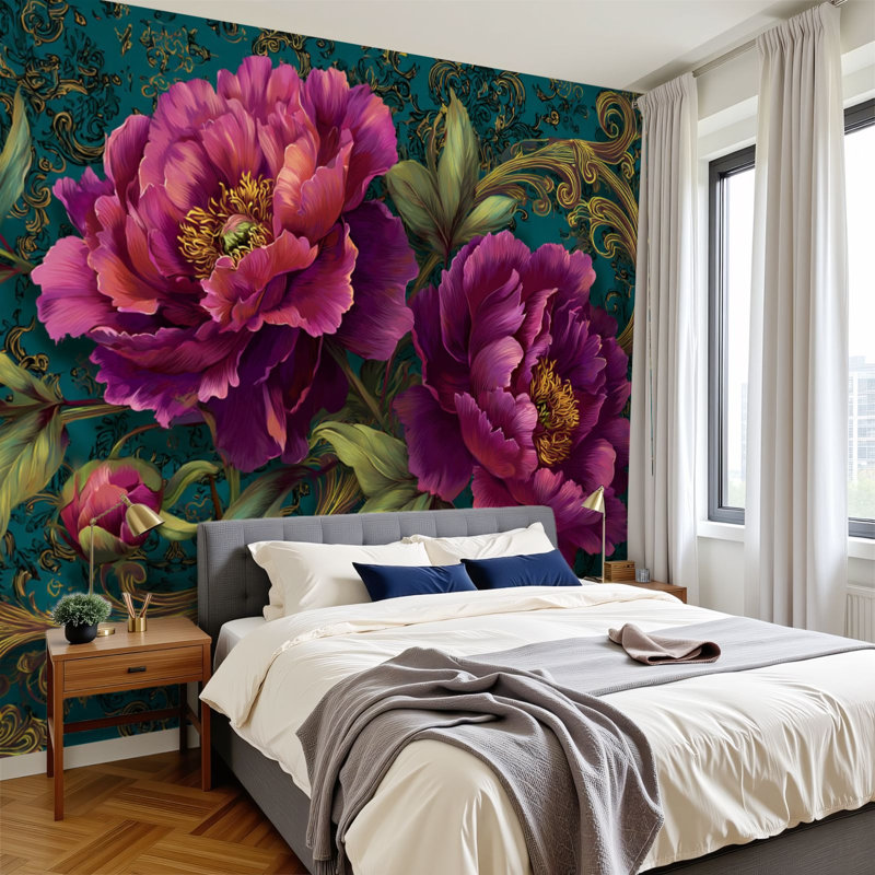 Papier peint adhésif pelez et collez feuilles de sarcelle élégantes 100 x H 100 po x 100 po PVC amovible papier auto-adhésif mural pour chambre à coucher salon bureau à domicile
