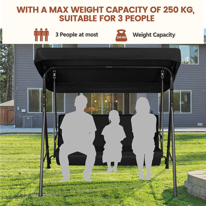 3 Person Porch Swing with Canopy