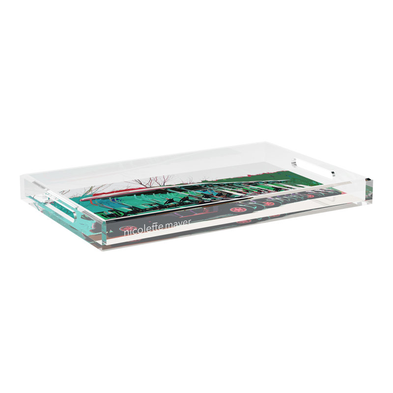 Abstract Decorative Tray, 2" H x 22.5" W x 14.5" D, Green