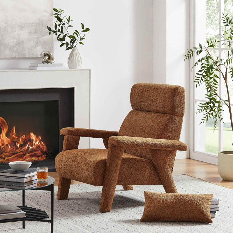 Stella 89.9Cm Wide Lounge Chair, Rust Boucle