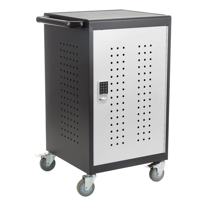 Shapes Series 38.25'' H x 24'' W Laptop/Tablet Storage Cart with Wheels, Black/Charcoal