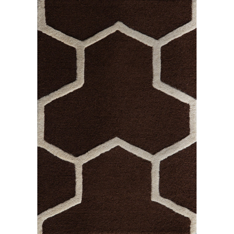 Deedgra Hand Tufted Wool Geometric Rug, Rectangle 2' x 3'
