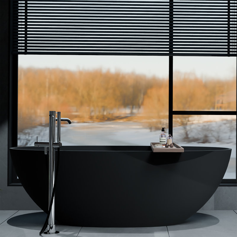 Baignoire ovale autoportante de 65 pouces Modern Modern Modern, Noir mat