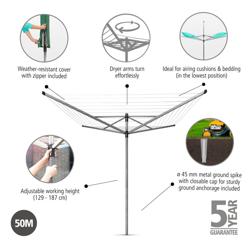 Brabantia Lift-O-Matic Rotary Clothes Line with Ground Spike