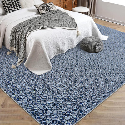 Washable Braided Print Area Rugs with Non-Slip Backing