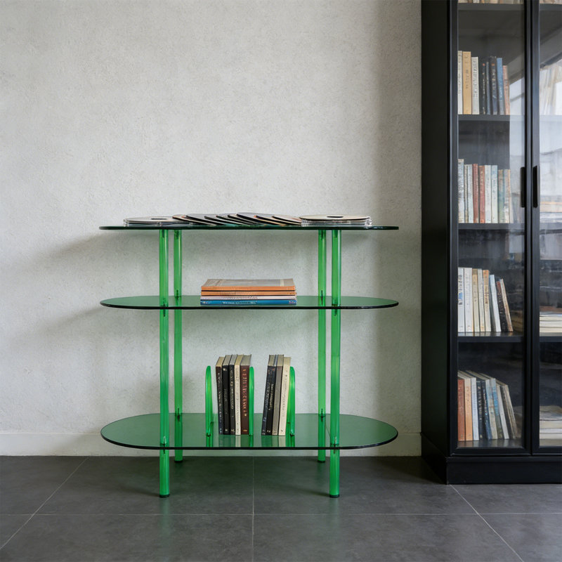 Étagère de rangement moderne en vinyle pour lecteur de disques à 3 niveaux, Vert