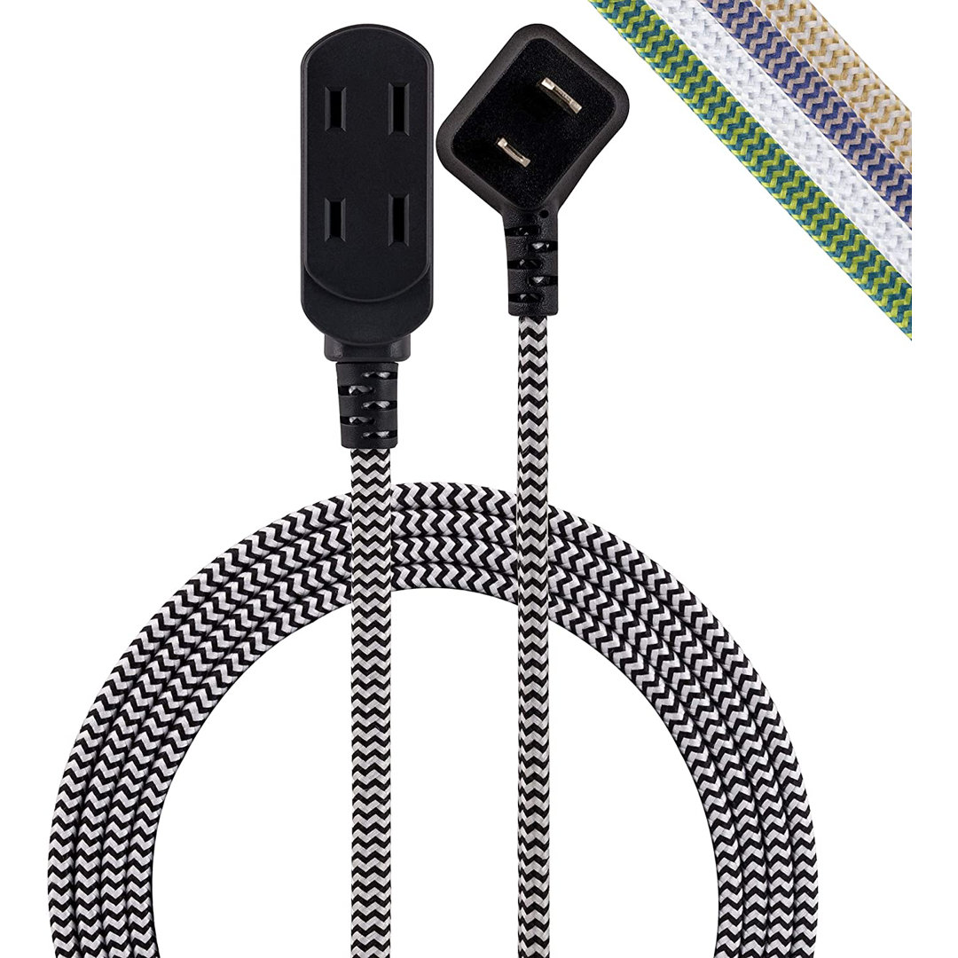 Cordinate 8-ft 3-Outlet Extension Cord, Black, 39984 Cordinate