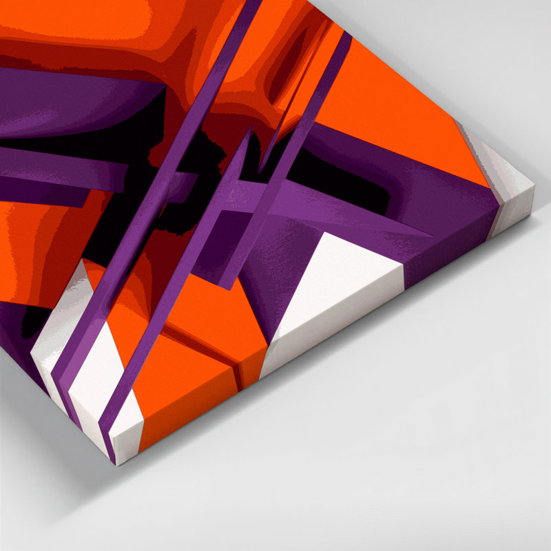 «Geometric Abstraction 18», art mural sur toile mauve, H 32 po x l 32 po