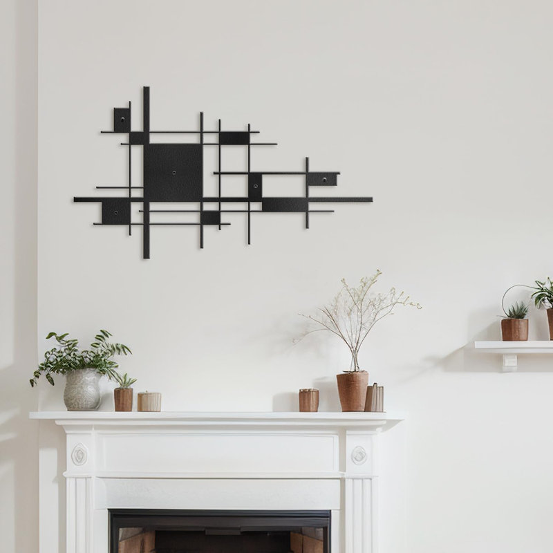 Décoration murale en métal, Noir, H 15 po x l 30 po x P 0,05 po