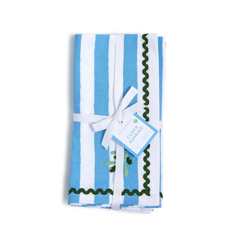 Ensemble de 4 serviettes de table brodées en coton Olive Grove