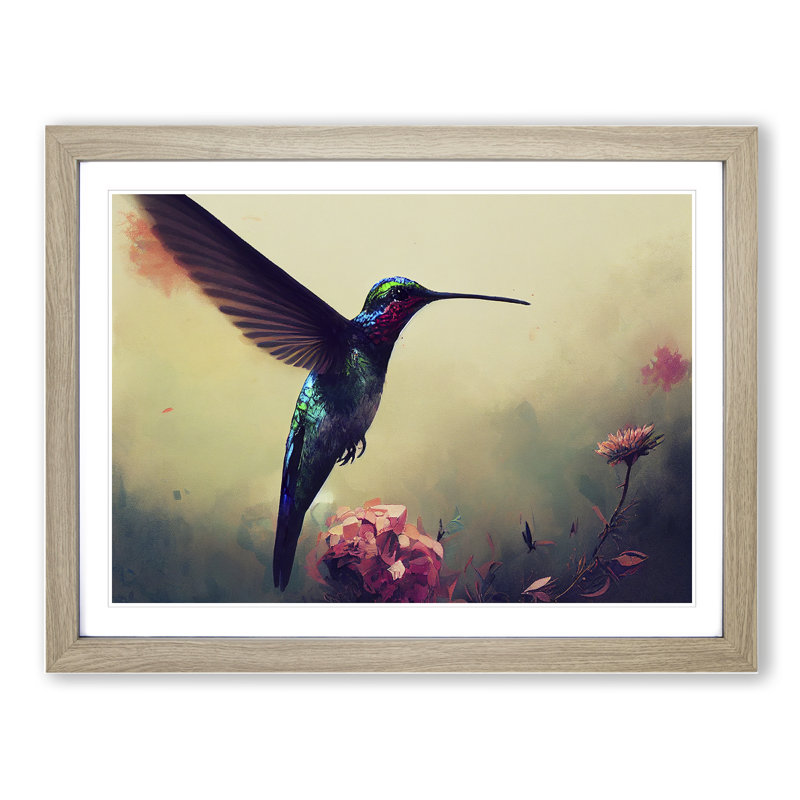 Hummingbird Vol.4 Abstract - Framed Print, 46cm H x 64cm W x 2cm D, Oak
