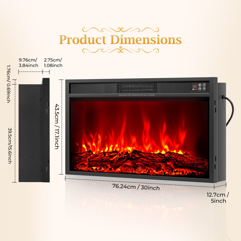 30" Electric Fireplace with App Control and Multicolor Flame