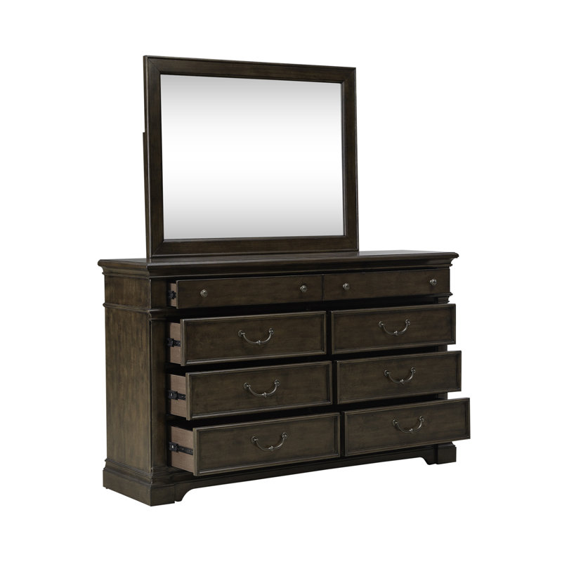 Tawona Dresser & Mirror Bedroom Set w/ Felt Lined Top Drawers