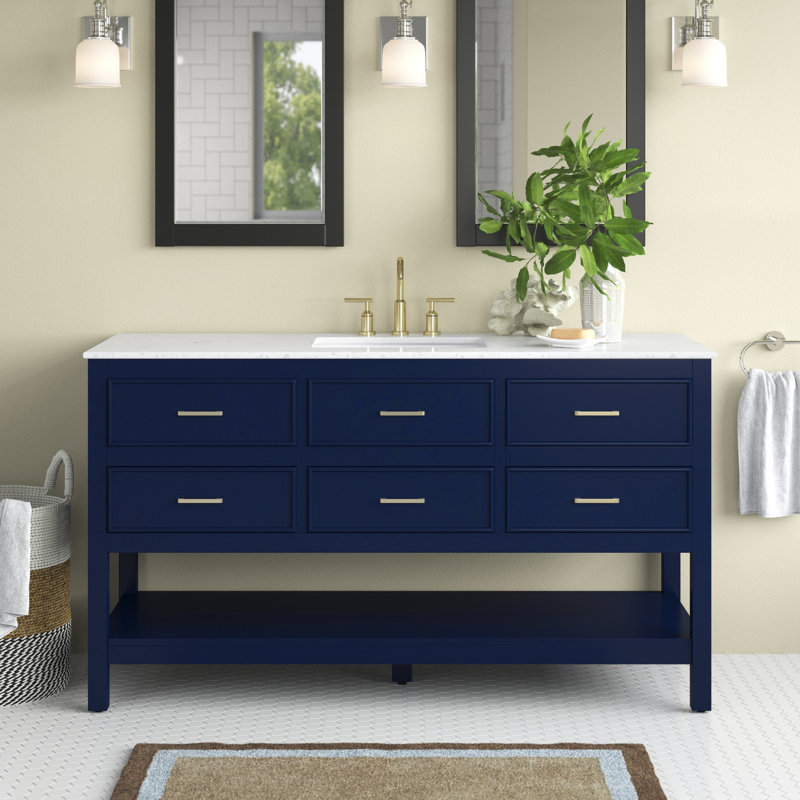 Ensemble de meuble-lavabo simple 60 po Sinclaire, Bleu