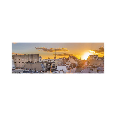 Paris Panorama In The Sunset by Karen Mandau - Wrapped Canvas Panoramic Print