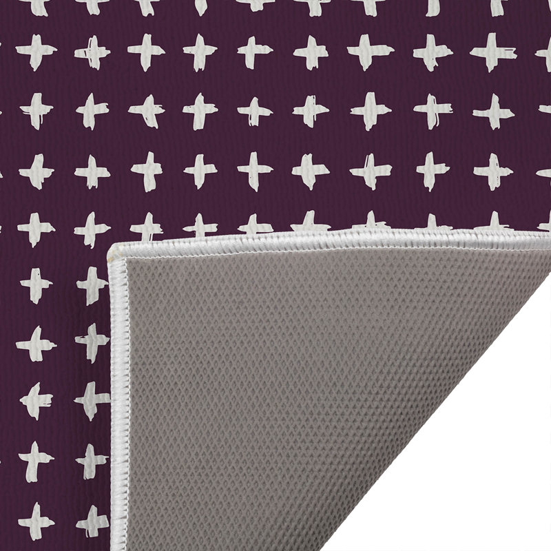 Tapis de toilette rectangulaire antidérapant Check Absorbent, 24" W x 17" L, Blue Geometric