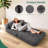 L-shaped Folding Sofa Bed With Armrest, Convertible Sleeper Chair With Tufted Cushion, Corduroy Floor Lounge For Small Spaces, Dark Grey