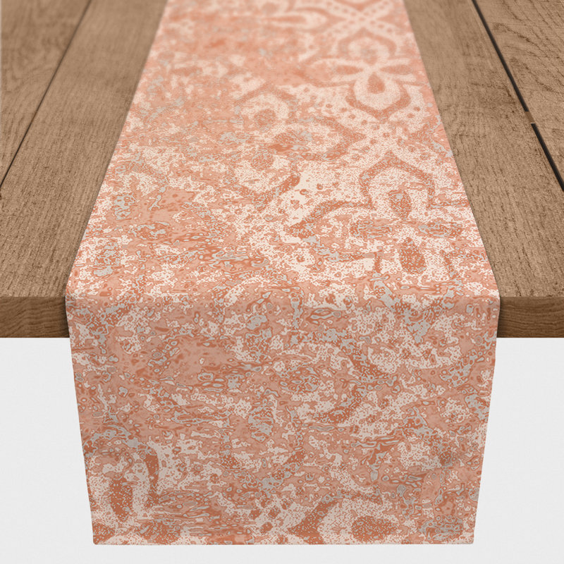 Peach Colored Pattern Distress 1 Table Runner, 90" L x 16" W