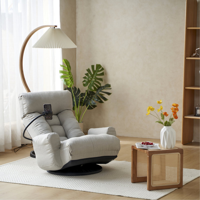 Ergonomic Adjustable Chair with 360 Degree Rotation and Built-in Phone Holder for Ultimate Comfort, Gray