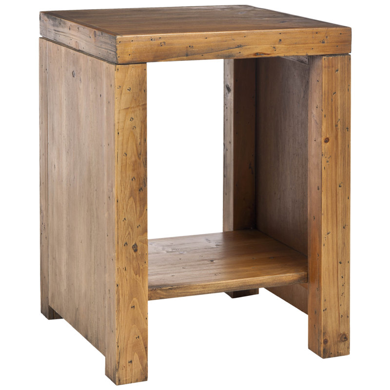 Table de bout en bois massif avec rangement Solon
