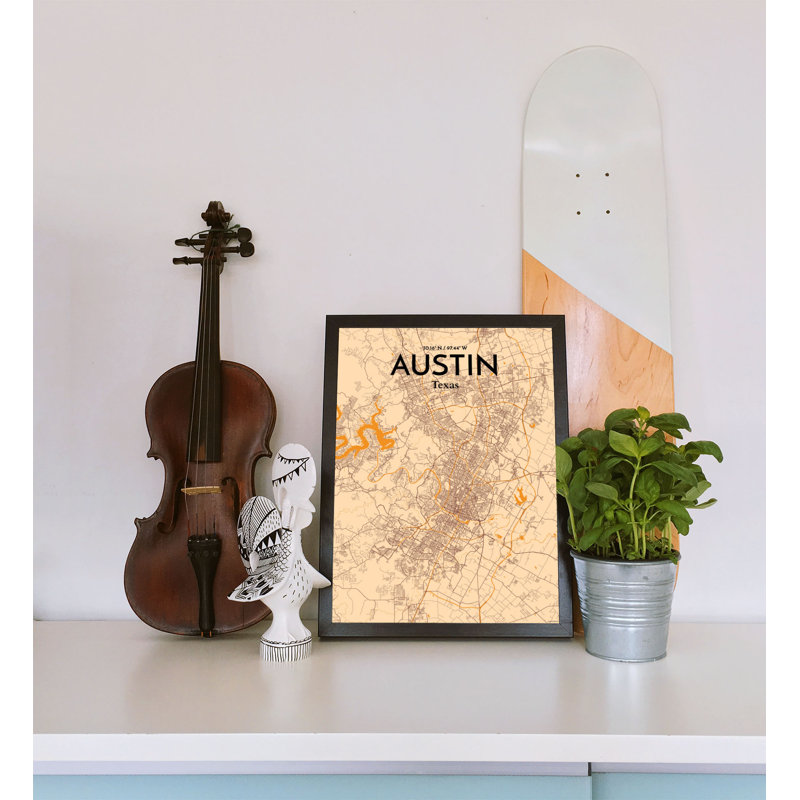 Austin City Map - No Frame Print, 50.8cm H x 40.6cm W x 0.13cm D