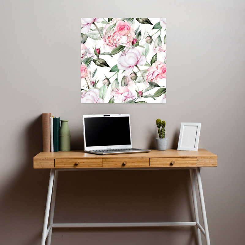 Aquarelle, pivoines roses, fleurs de pivoines romantiques délicates et élégantes, H 18 po x l 18 po