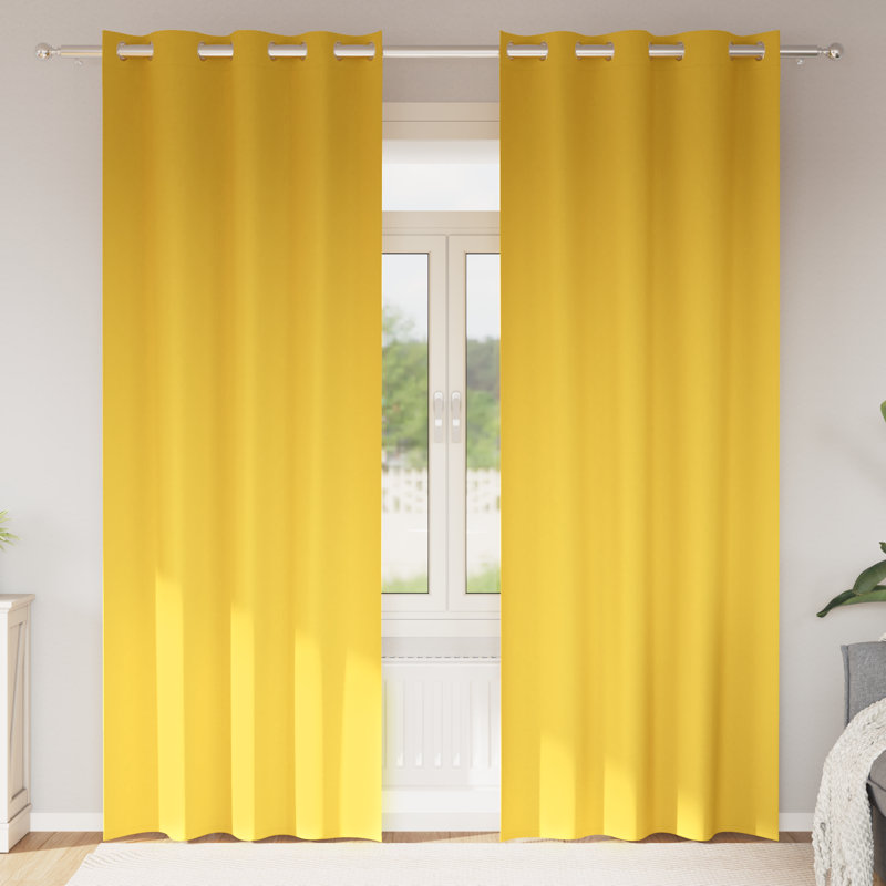 Tacorian Curtain Pair, 140cm Width x 260cm Drop, Mustard Yellow