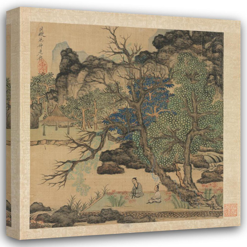 "Scholars in a Garden" par Chen Hongshou - Art mural sur toile tendue avec châssis, H 24 po x l 17 po