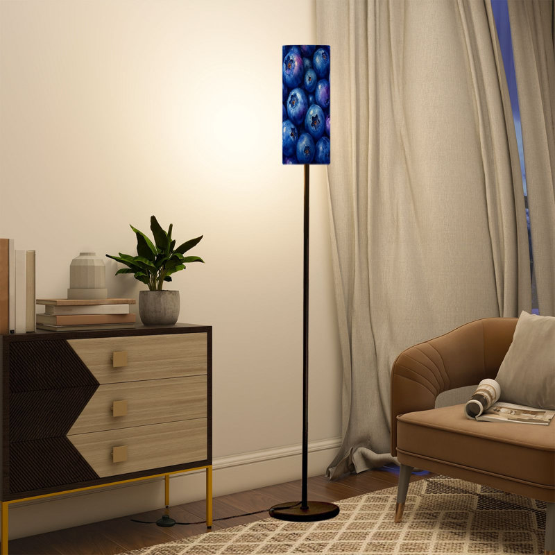 Grande lampe moderne sur pied avec télécommande à DEL à intensité variable, abat-jour réglable à l'aquarelle juteuse pour le salon, la chambre et le bureau