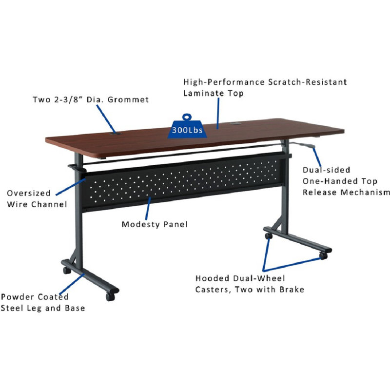 Shift 2.0 Flip And Nesting Mobile Table, Dark Brown, 29.5" H x 60" L x 24" W