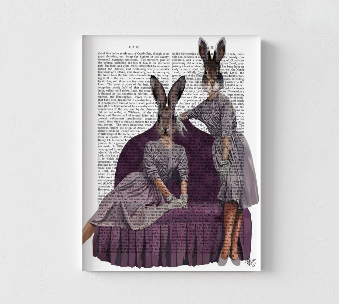 WeFrameArt Rabbits In Purple, Cute Purple Bunny Wall Decor, Extra Large ...