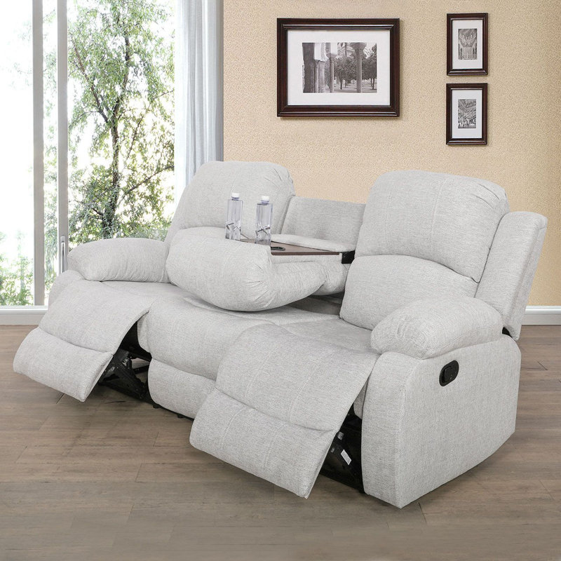 Canapé inclinable Beauvale, Mélange de coton, Blanc