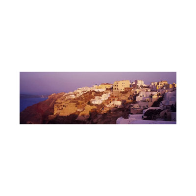 Town On A Cliff, Santorini, Greece by Panoramic Images - Wrapped Canvas Panoramic Print