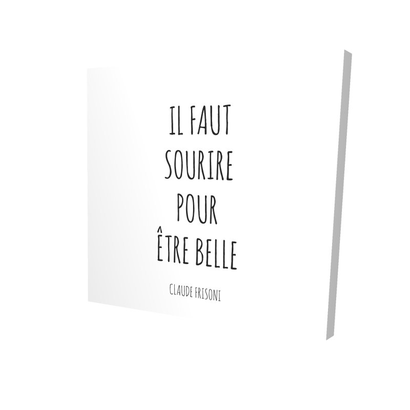 «You Must Smile to Be Beautiful - Minimalist White Canvas Decor»