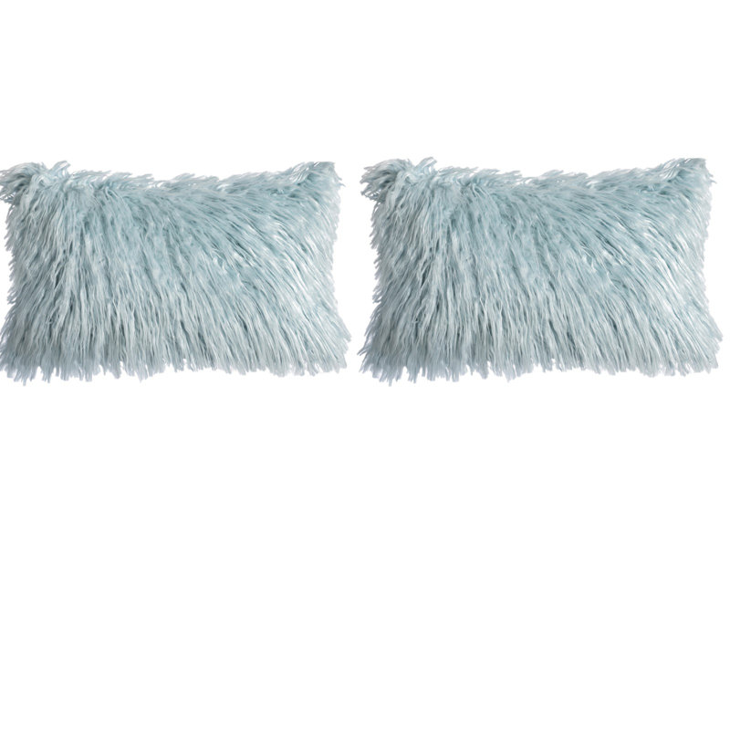 Faux Fur Pattern Faux Fur Throw Pillow Cover with Insert, Light Blue, Yes