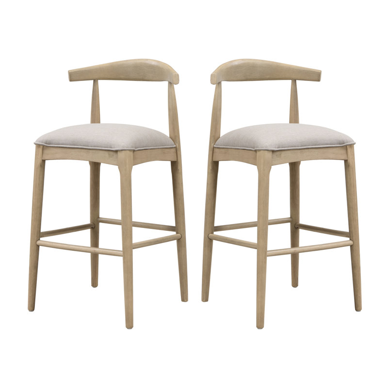 Ensemble de tabourets de bar rembourrés en tissu Modern, Siège beige / structure naturelle
