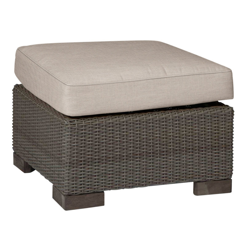 Repose-pieds club tissé - noyer noir, Welt, Lin Dove Sunbrella®, Noyer noir