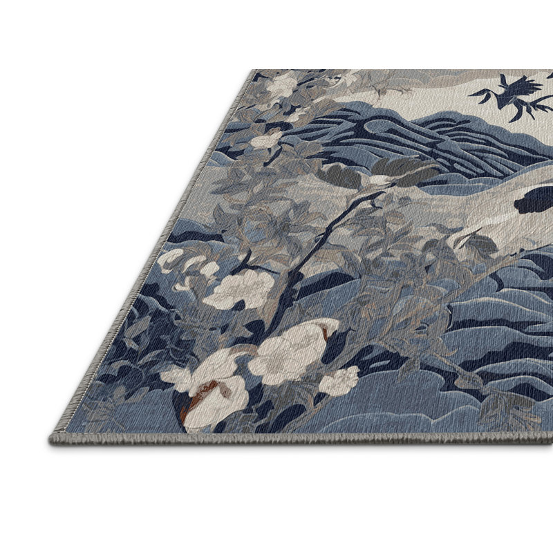 Machine Washable Gray Area Rug, Square 3'