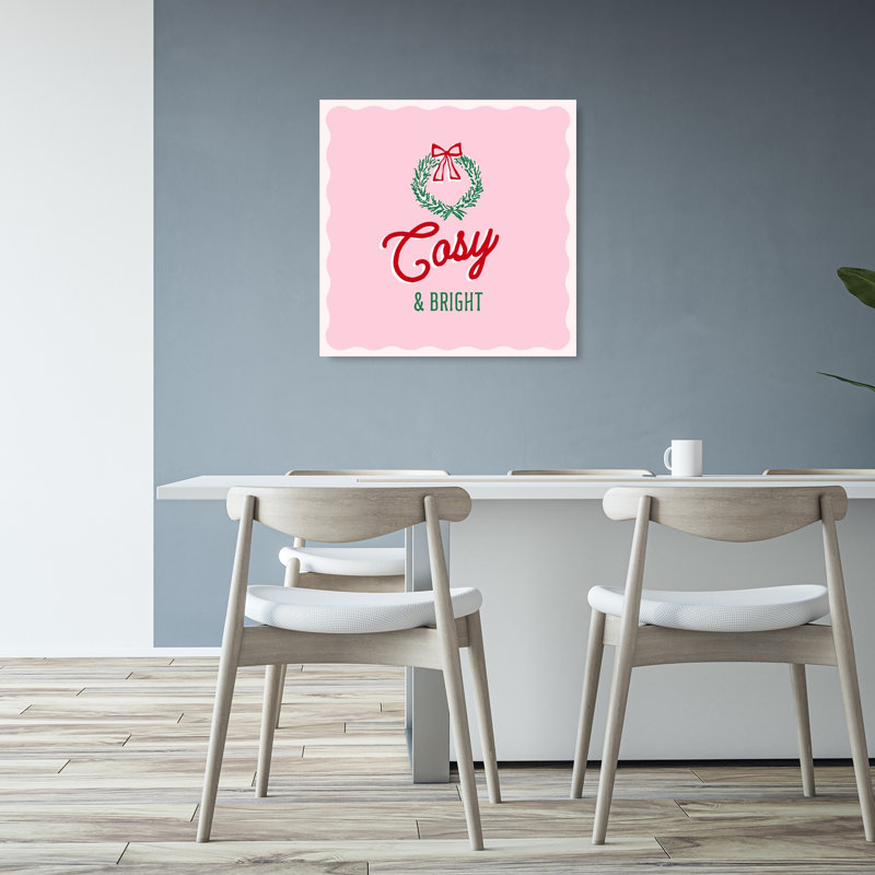 Cozy A Bright Wreath, art mural contemporain d'hiver, H 32 po x l 32 po