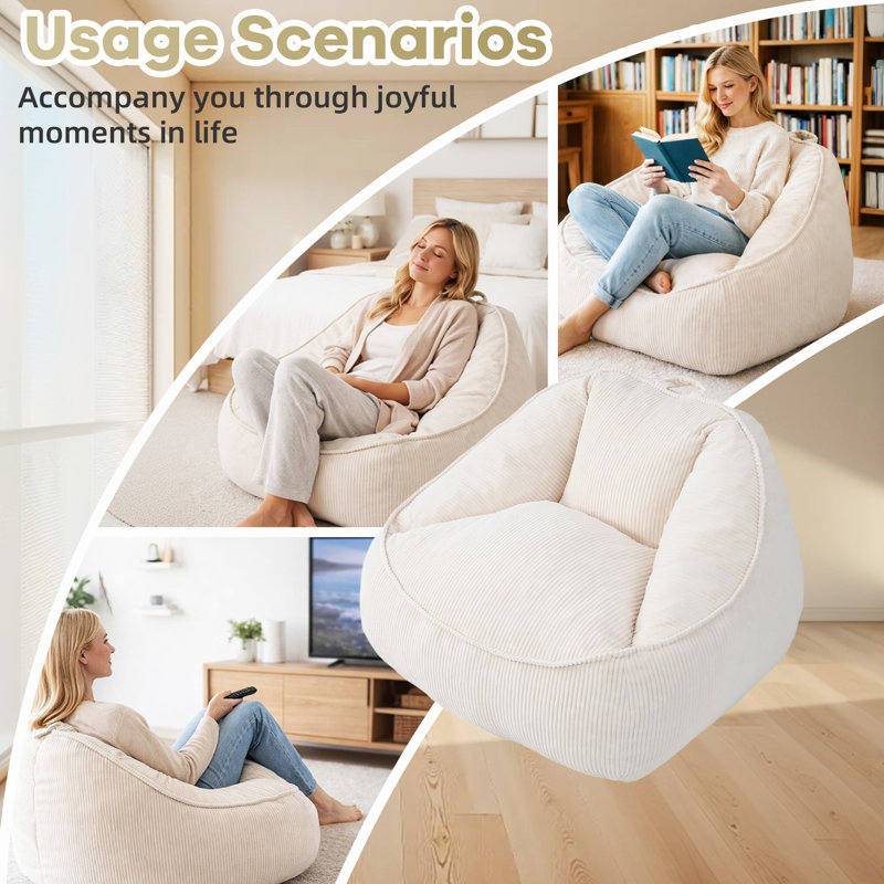 Beanbag Sofa, Pear-Shaped, Beige