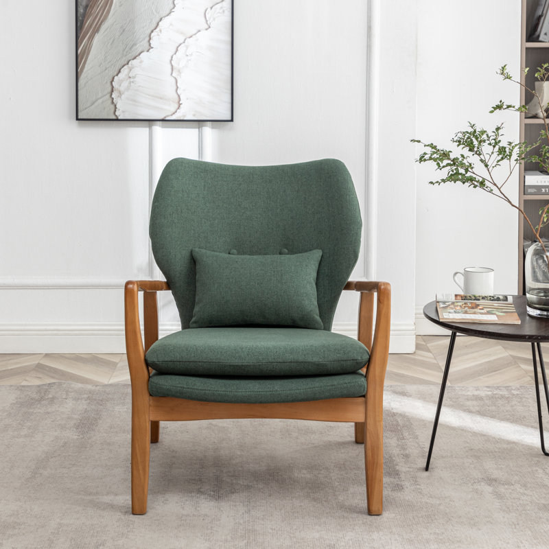 Kornelijus Upholstered Armchair, Green Linen Blend