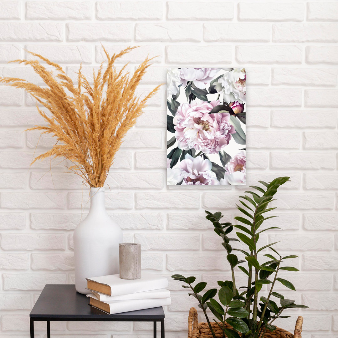Blushing Peony Blooms Delicate Elegant Romantic Peony Flower Nature Wall Art Print